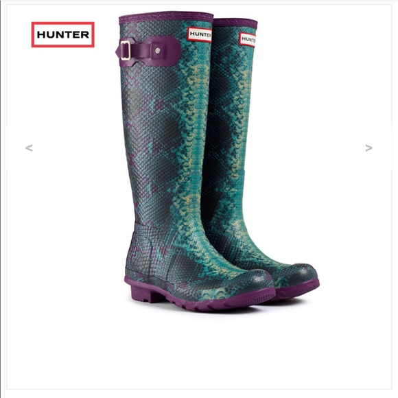 snakeskin hunter boots